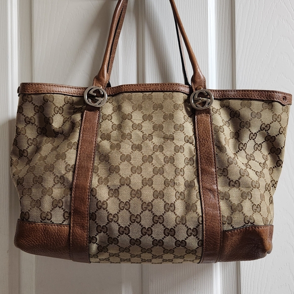 Gucci Handbags - Gucci Brown Monogram Tote Bag